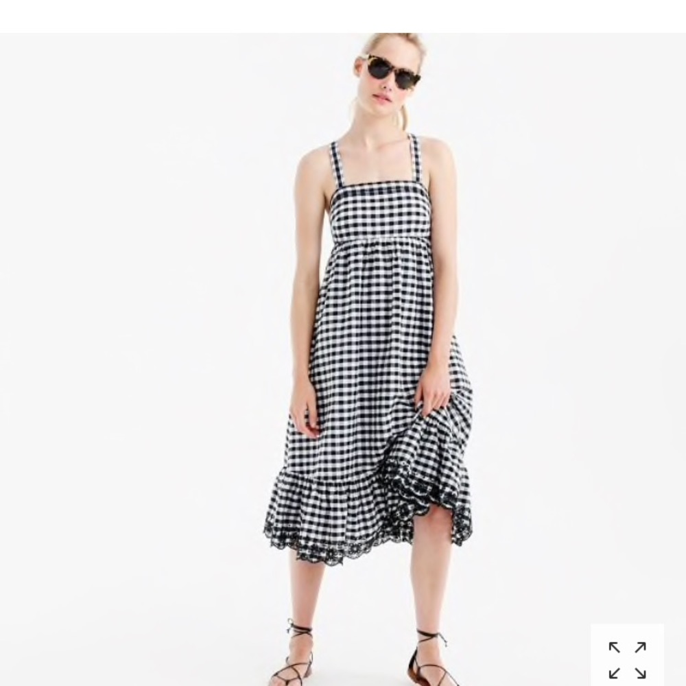 J. Crew Gingham Dress with Eyelet Trim#G6737